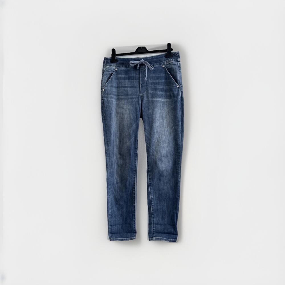 Wit & Wisdom Size 6 Denim Elastic Waist Jeans Distressed Stretch Comfort Preppy